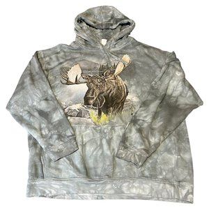 The Mountain Moose Hoodie Mens XL Sweatshirt Green Dyed Animal Outdoors Pullover